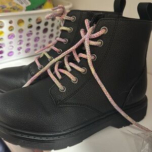 Art Class Girls' Zoe Zipper Lace-Up Combat Boots - Black size1